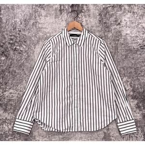 Jenni Kayne Shirt Medium Womens White Striped Cotton Poplin Oversized Top